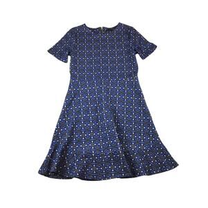 Sfera Collection Small Size 28 Blue Floral Short Sleeve Dress Zip Back NWOT